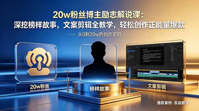 20w粉丝博主励志解说课：深挖榜样故事，文案剪辑全教学，轻松创作正能量爆款-AI学习资源网
