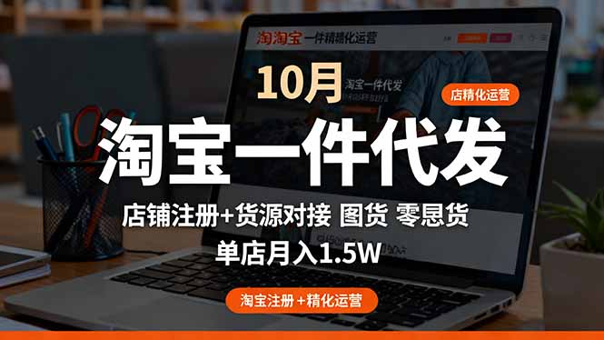 淘宝一件代发精细化运营-10月：店铺注册+货源对接+零囤货，单店月入1.5w-AI学习资源网