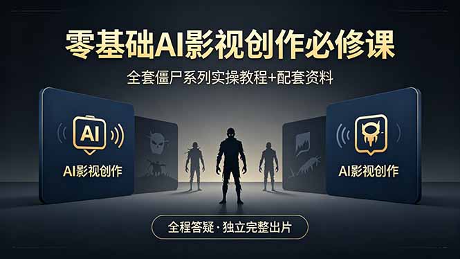 零基础AI影视创作必修课，全套僵尸系列实操教程加配套资料，全程答疑带你独立完整出片-AI学习资源网