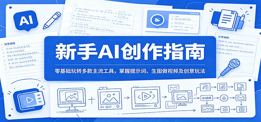新手AI创作指南：零基础玩转多款主流工具，掌握提示词、生图做视频及创意玩法-AI学习资源网