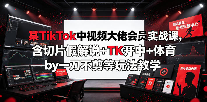某TikTok中视频大佬会员实战课，含切片假解说+TK开中+体育by一刀不剪等玩法教学-AI学习资源网