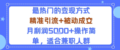 小众赛道玩法：当下最热门的变现方式，精准引流+被动成交月利润5k+操作简单，适合兼职人群-AI学习资源网