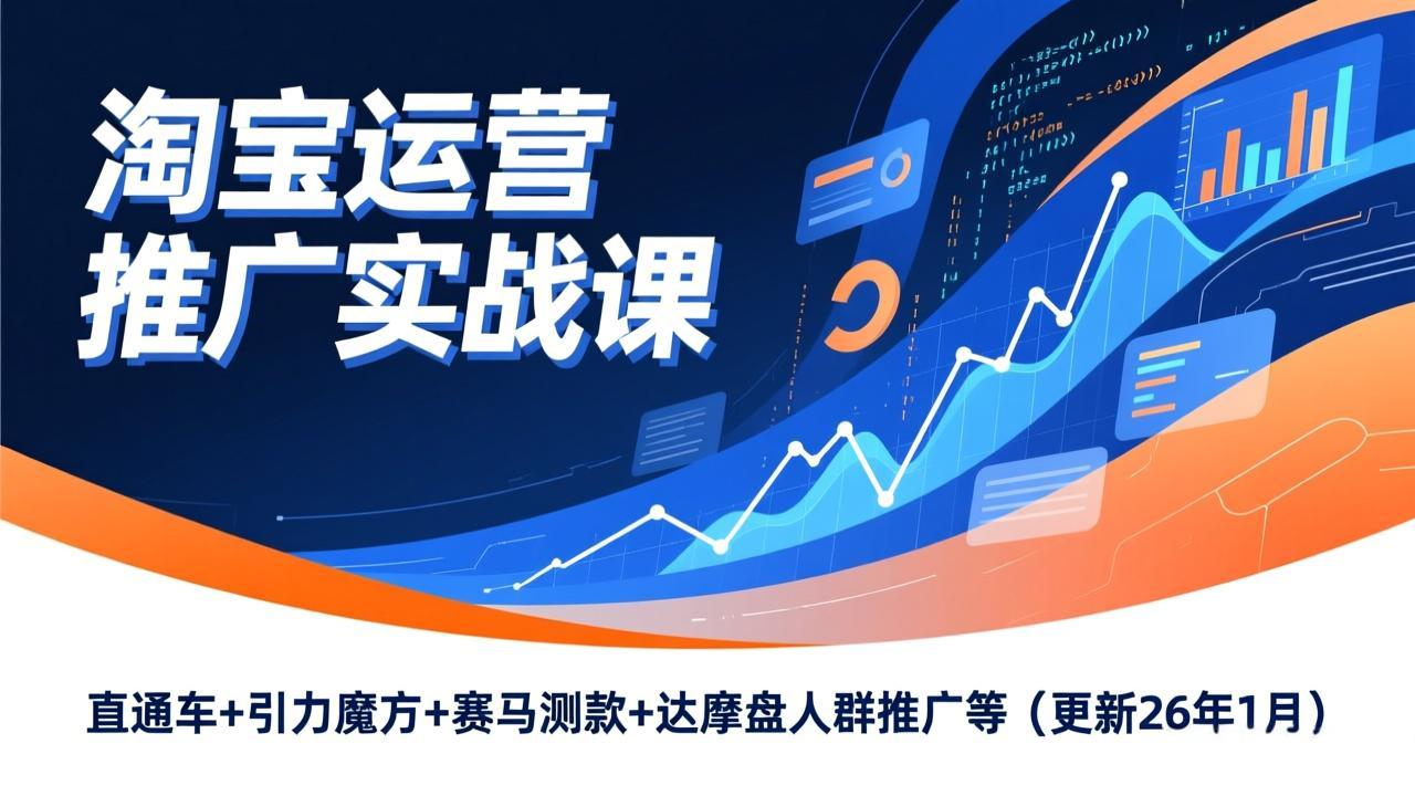 淘宝运营推广实战课，直通车+引力魔方+赛马测款+达摩盘人群推广等(更新26年1月-AI学习资源网