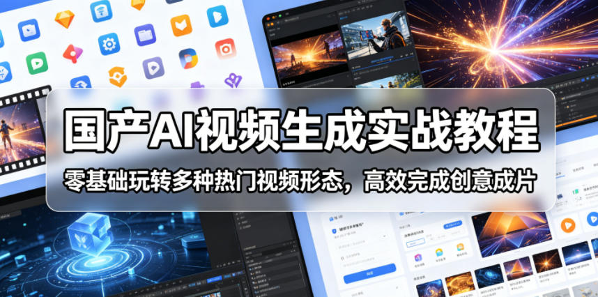 国产AI视频生成实战教程,零基础玩转多种热门视频形态,高效完成创意成片-AI学习资源网