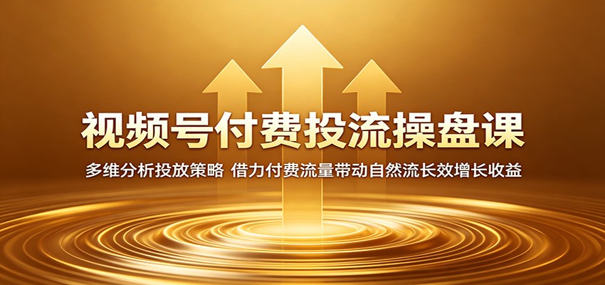 视频号付费投流操盘课:多维分析投放策略,借力付费流量带动自然流长效增长收益-AI学习资源网
