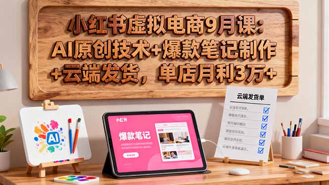 小红书虚拟电商9月课：AI原创技术+爆款笔记制作+云端发货，单店月利3万+-AI学习资源网