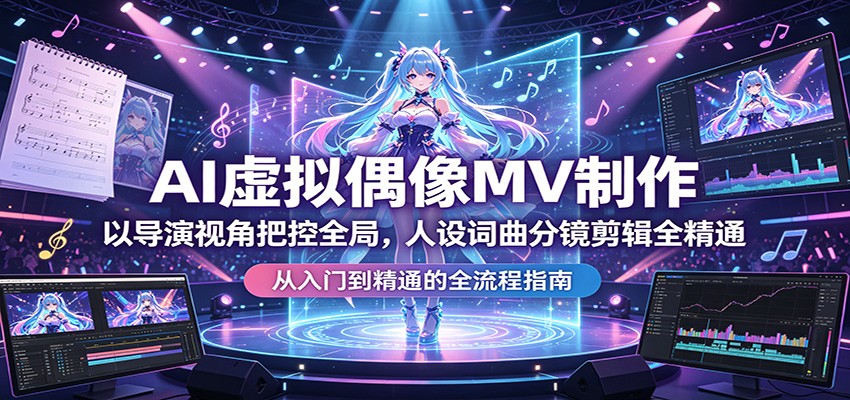 AI虚拟偶像MV制作：以导演视角把控全局，人设词曲分镜剪辑全精通-AI学习资源网