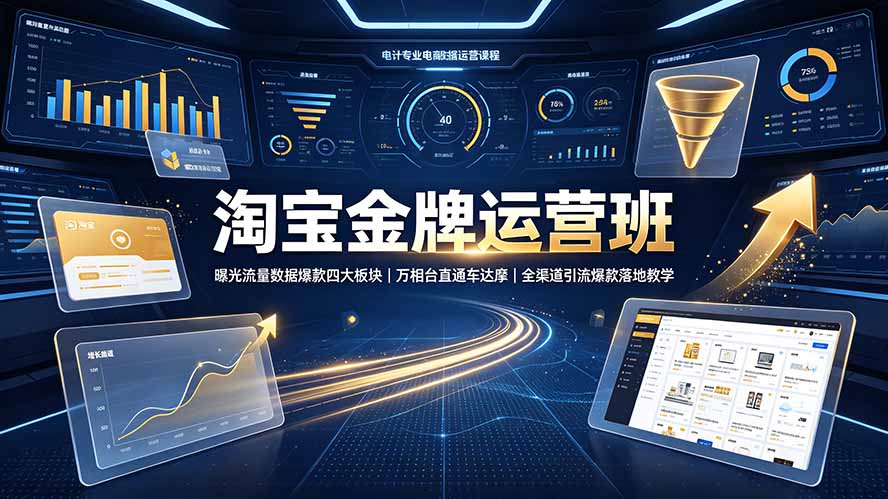 淘宝金牌运营班-7月:曝光流量数据爆款四大板块|万相台直通车达摩|全渠道引流爆款落地教学-AI学习资源网