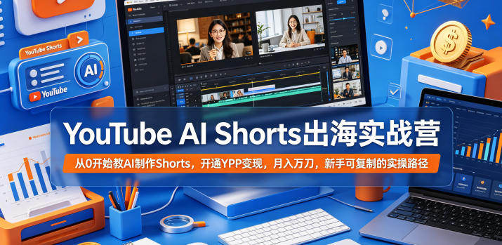 YouTube AI Shorts出海实战营，从0开始教AI制作Shorts，开通YPP变现，月入万刀，新手可复制的实操路径-AI学习资源网