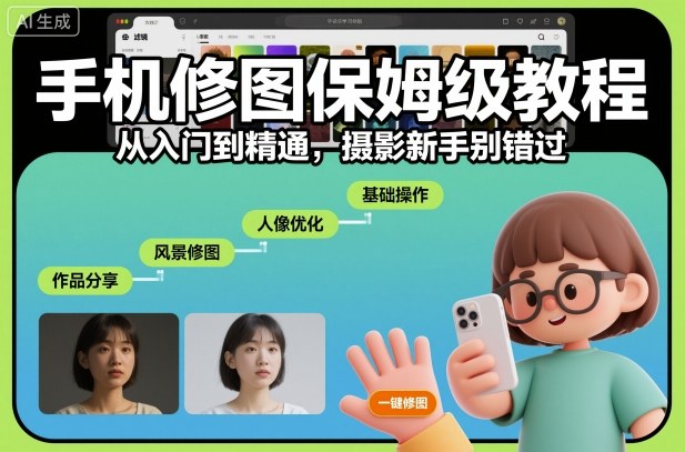 手机修图保姆级教程，从入门到精通，摄影新手别错过-AI学习资源网