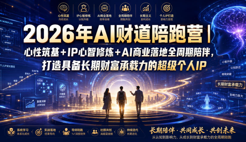 2026年AI财道陪跑营｜心性筑基+IP心智修炼+AI商业落地全周期陪伴，打造具备长期财富承载力的超级个人IP-AI学习资源网