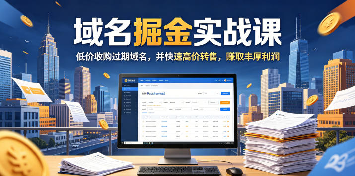 域名交易掘金实战课，低价收购过期域名，并快速高价转售，賺取丰厚利润【原创双语字幕】-AI学习资源网