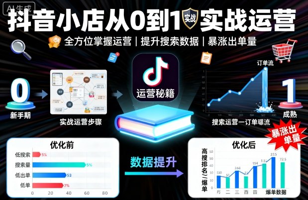 抖音小店从0到1实战运营，帮你全方位掌握小店运营，提升搜索数据与出单量-AI学习资源网