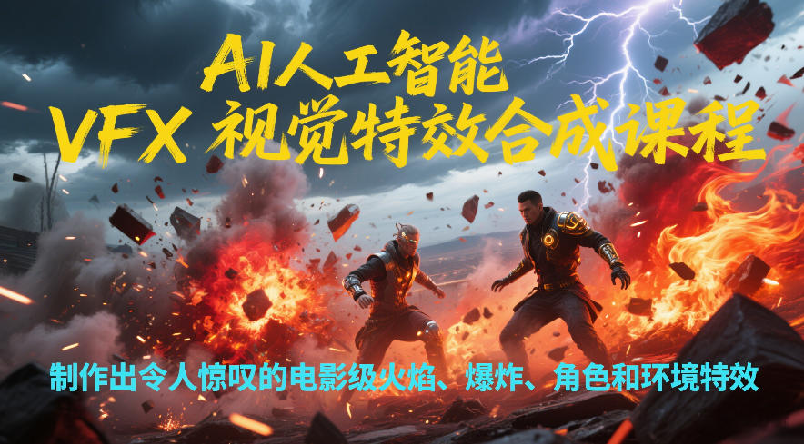 AI人工智能VFX视觉特效合成课程，制作出令人惊叹的电影级火焰、爆炸、角色和环境特效-AI学习资源网