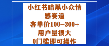 小红书暗黑小众情感赛道，客单价100-300+用户量很大，0门槛即可操作-AI学习资源网