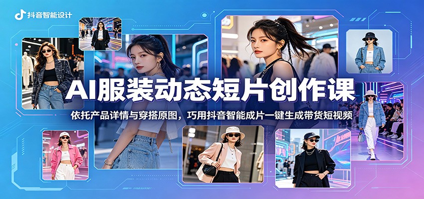 AI服装动态短片创作课：依托产品详情与穿搭原图，巧用抖音智能成片一键生成带货短视频-AI学习资源网