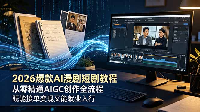2026 爆款 AI 漫剧短剧教程 从零精通 AIGC 创作全流程 既能接单变现又能就业入行-AI学习资源网