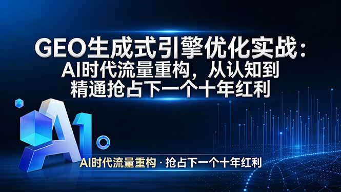 GEO 生成式引擎优化实战:AI时代流量重构,从认知到精通抢占下一个十年红利-AI学习资源网