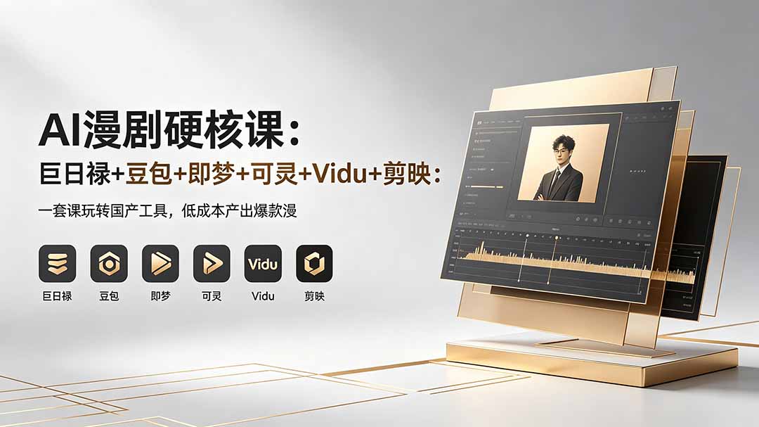 AI漫剧硬核课：巨日禄+豆包+即梦+可灵+Vidu+剪映：一套课玩转国产工具，低成本产出爆款漫剧-AI学习资源网