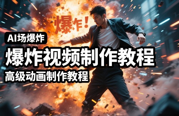 AI场景爆炸视频制作教程，利用人物实拍视频制作出高级的动画特效-AI学习资源网