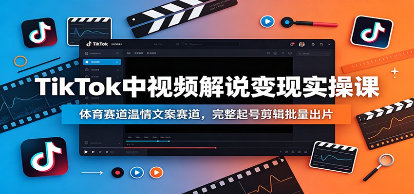 TikTok中视频解说变现实操课：体育赛道温情文案赛道，完整起号剪辑批量出片-AI学习资源网
