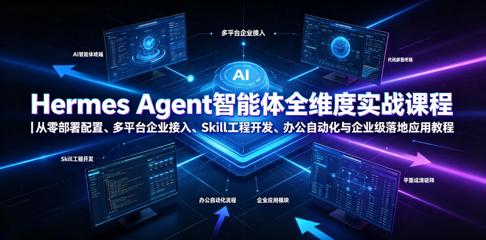 Hermes Agent智能体全维度实战课程｜从零部署配置、多平台企业接入、Skill工程开发、办公自动化与企业级落地应用教程-AI学习资源网