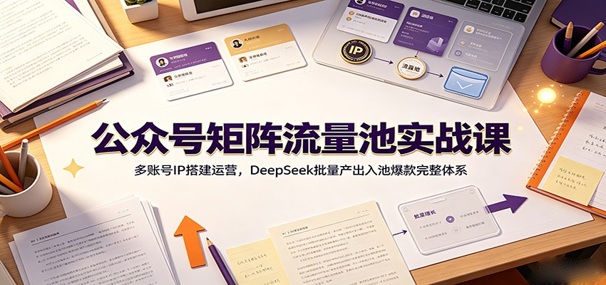 公众号矩阵流量池实战课：多账号IP搭建运营，DeepSeek批量产出入池爆款完整体系-AI学习资源网