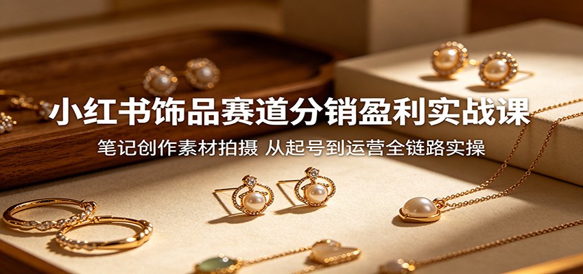 小红书饰品赛道分销盈利实战课：笔记创作素材拍摄，从起号到运营全链路实操-AI学习资源网
