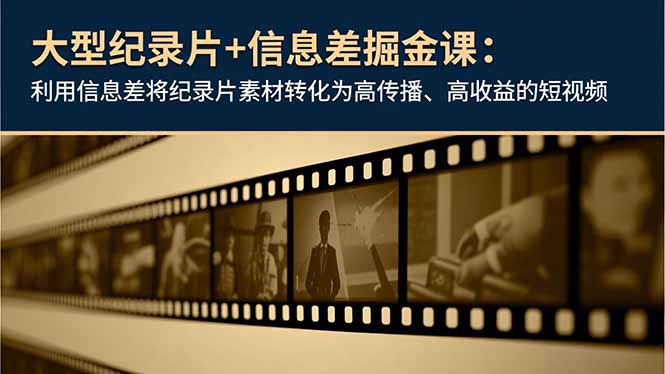 大型纪录片+信息差掘金课:利用信息差将纪录片素材转化为高传播、高收益的短视频-AI学习资源网