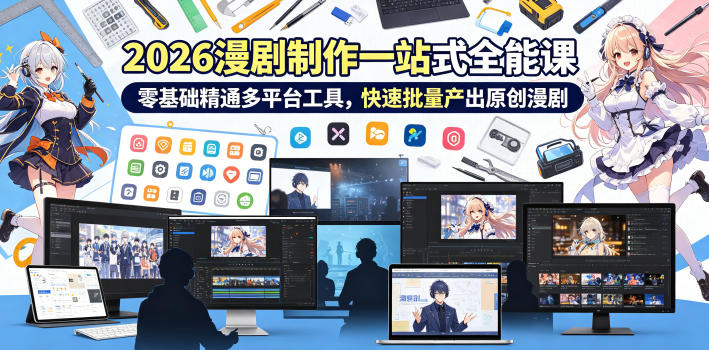 2026 AI漫剧制作一站式全能课，零基础精通多平台工具，快速批量产出原创漫剧-AI学习资源网