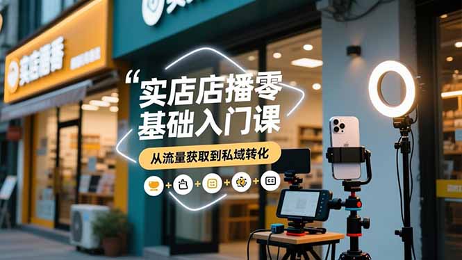 实体店播零基础入门课,实体店+短视频+直播+微信生态+私域社群,从流量获取到私域转化-AI学习资源网