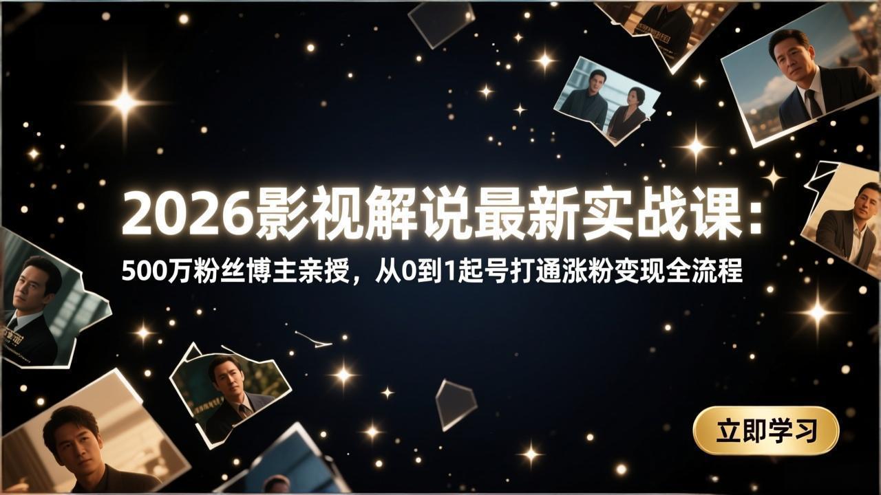 2026影视解说最新实战课:500万粉丝博主亲授,从0到1起号打通涨粉变现全流程-AI学习资源网