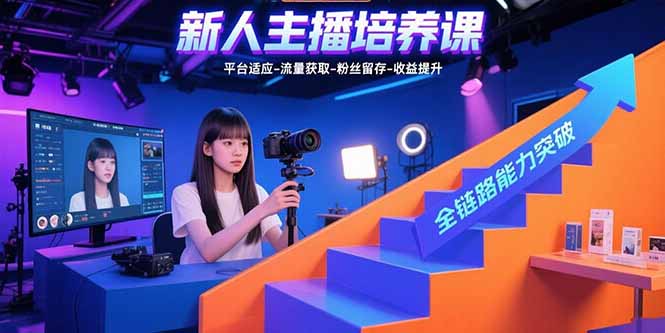 新人主播培养课：平台适应-流量获取-粉丝留存-收益提升 全链路能力突破-AI学习资源网