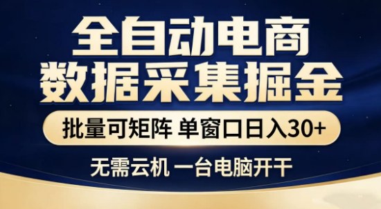 独家电商数据全自动采集项目，批量可矩阵，单窗口轻松日入3张+【揭秘】-AI学习资源网