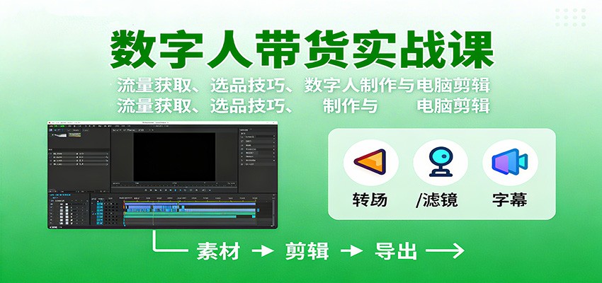 数字人变现实战课:流量获取、选品技巧、数字人制作与电脑剪辑-AI学习资源网