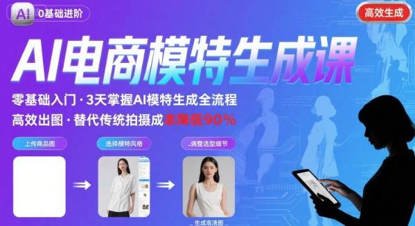 AI模特进阶课程，0基础高效生成逼真电商模特图-AI学习资源网