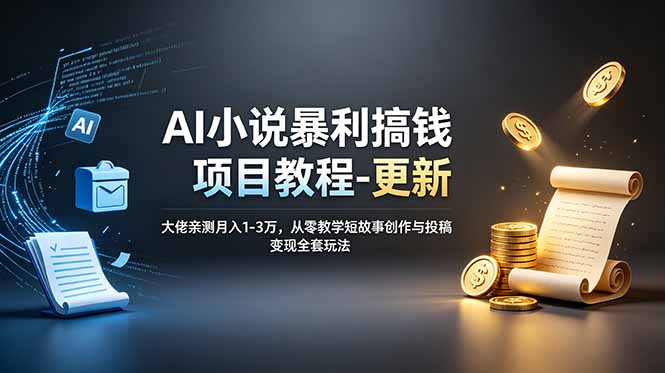 AI小说暴利搞钱项目教程-更新，大佬亲测月入1-3万，从零教学短故事创作与投稿变现全套玩法-AI学习资源网