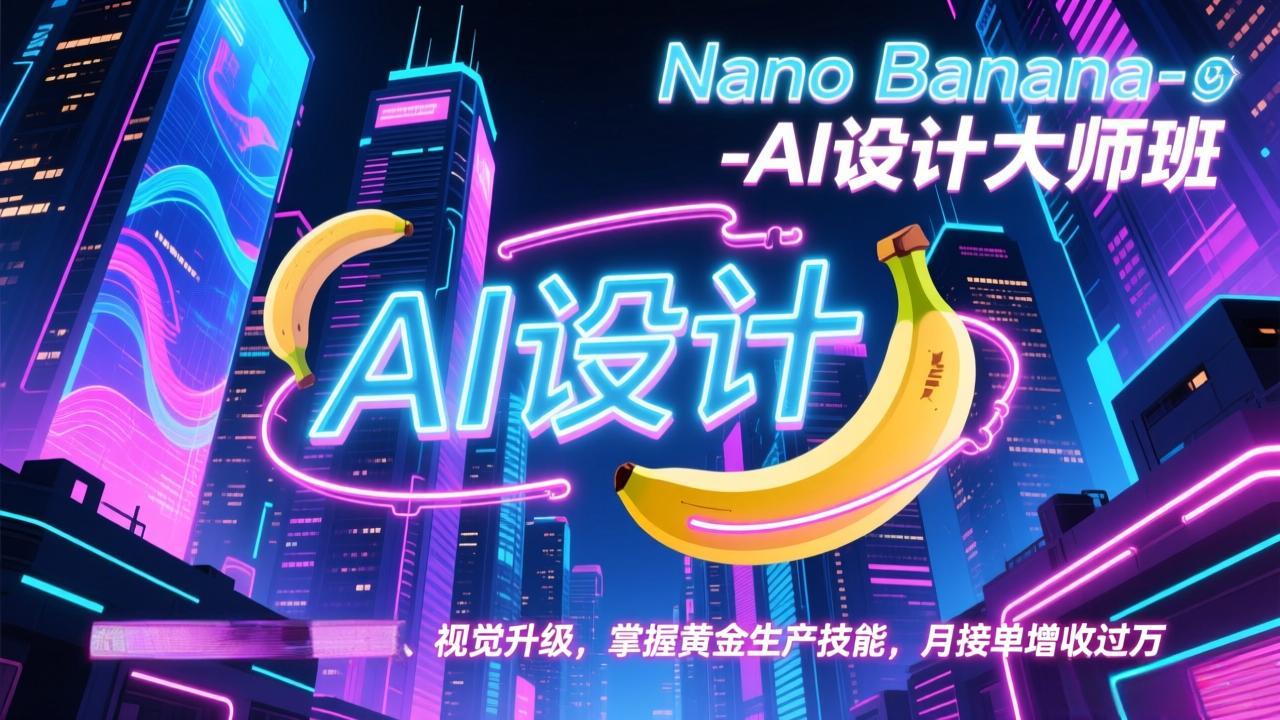 Nano Banana-AI设计大师班，修图合成、广告创作、视觉升级，掌握黄金生产技能，月接单增收过万-AI学习资源网