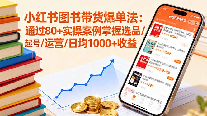 小红书图书带货爆单法：通过80+实操案例掌握选品/起号/运营/日均1000+收益-AI学习资源网