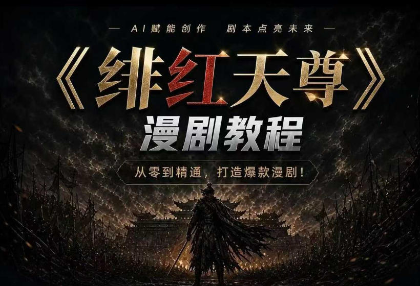 绯红天尊AI漫剧系统教程|从零入门到精通,工具运用+剧本创作+爆款逻辑+提示词素材+镜头剪辑,全套爆款漫剧落地实战课-AI学习资源网