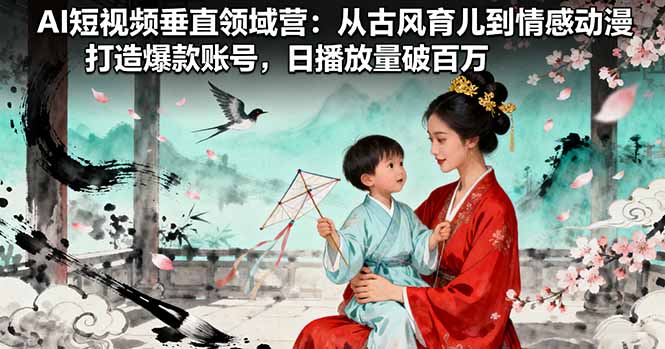 AI短视频垂直领域营：从古风育儿到情感动漫，打造爆款账号,日播放量破百万-AI学习资源网