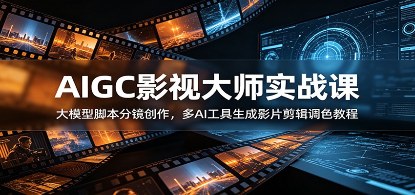 AIGC影视大师实战课：大模型脚本分镜创作，多AI工具生成影片剪辑调色教程-AI学习资源网