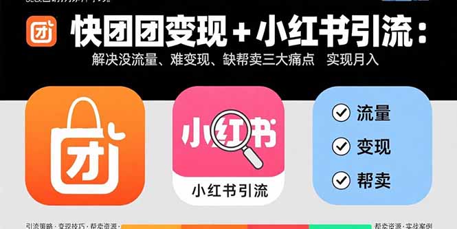 快团团变现+小红书引流：解决没流量、难变现、缺帮卖三大痛点 实现月入3w+-AI学习资源网