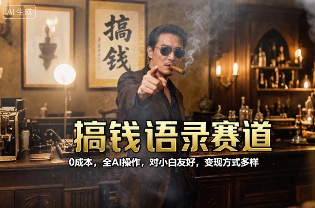 搞钱语录赛道，0成本，全AI操作，对小白友好，变现方式多样-AI学习资源网