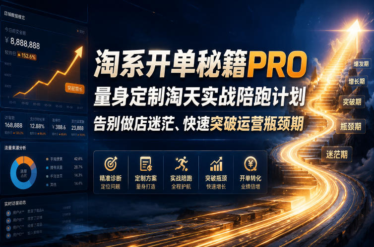 淘系开单秘籍PRO，量身定制淘天实战陪跑计划，告别做店迷茫、快速突破运营瓶颈期(2026年6月22日)-AI学习资源网