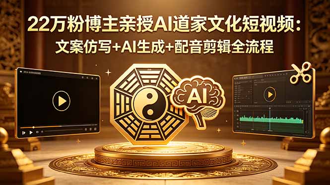 22万粉博主亲授AI道家文化短视频：文案仿写+AI生成+配音剪辑全流程-AI学习资源网
