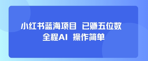 小红书蓝海项目，全程AI，操作简单，已挣五位数-AI学习资源网