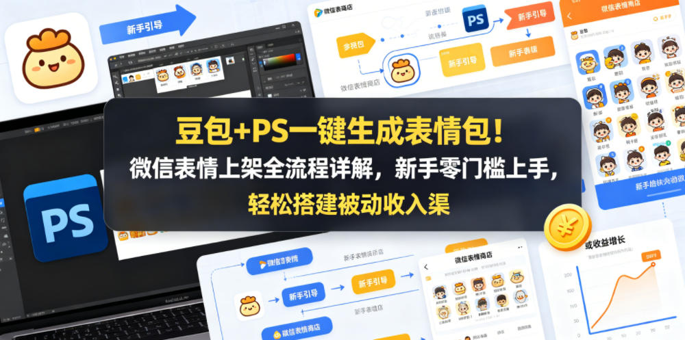 豆包+PS一键生成表情包！微信表情上架全流程详解，新手零门槛上手，轻松搭建被动收入渠道-AI学习资源网