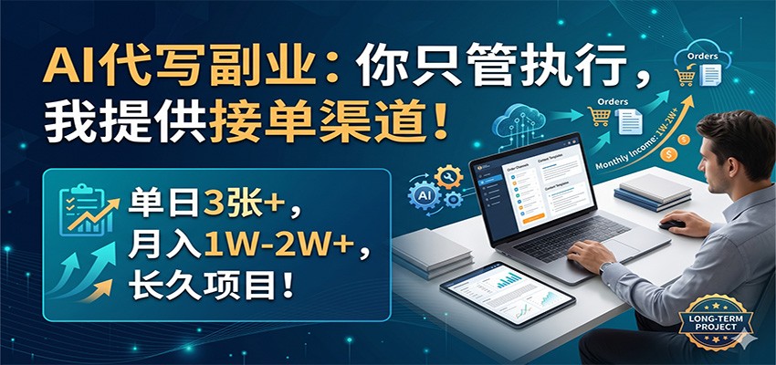 AI代写副业：你只管执行，我提供接单渠道！单日3张+，月入1W-2W+，长久项目-AI学习资源网