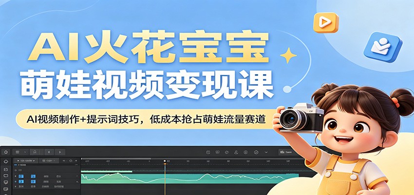 AI火花宝宝萌娃视频变现课：AI视频制作+提示词技巧，低成本抢占萌娃流量赛道-AI学习资源网